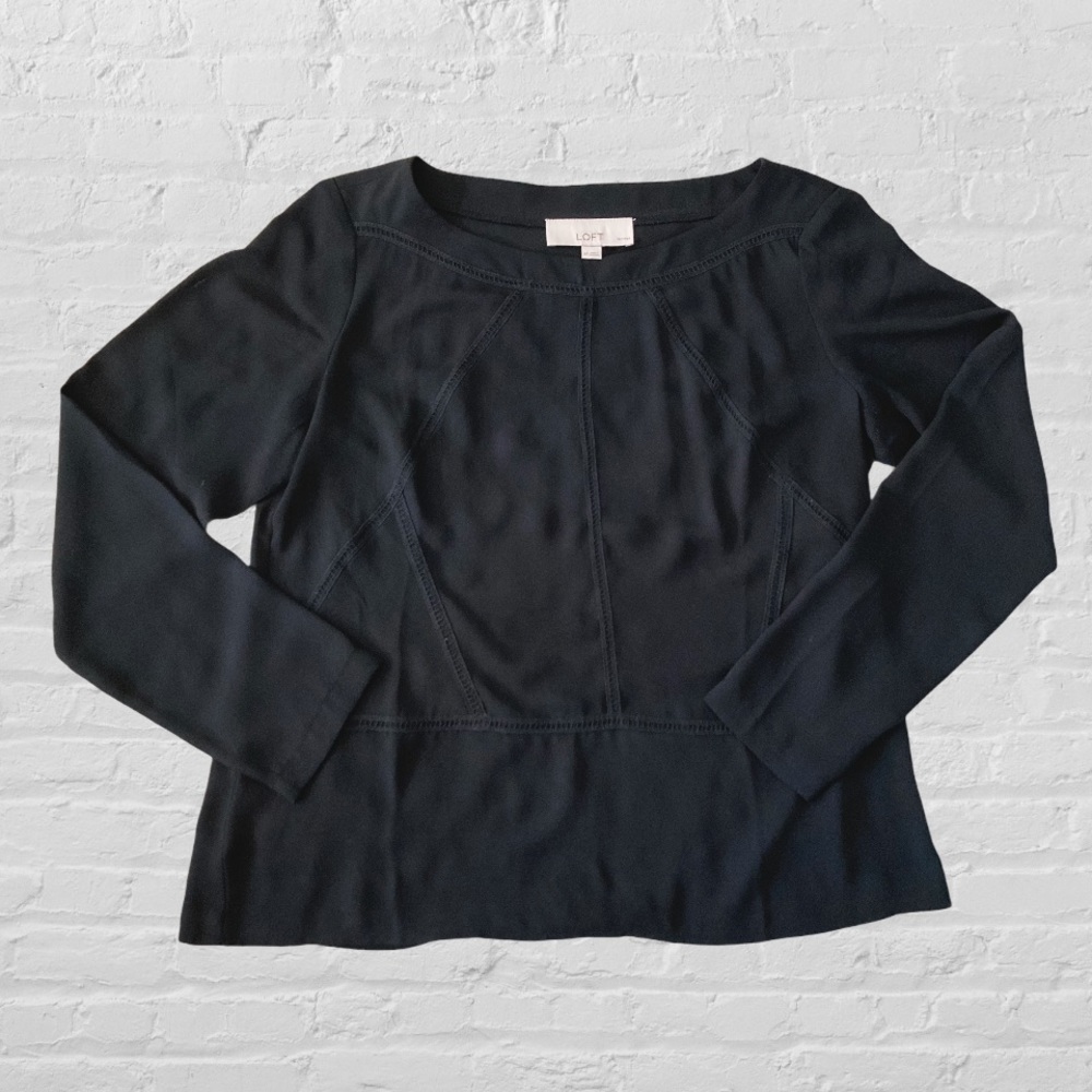 Like 🆕 Loft black subtle boatneck blouse